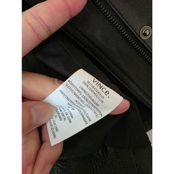 Vince Black Leather Jacket S - Picture 3 of 11